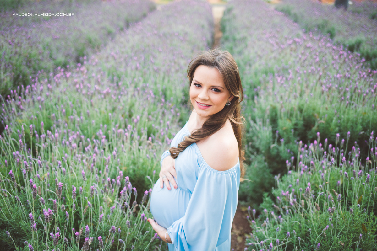 Ensaio de gestante em Holambra em uma plantação de lavanda