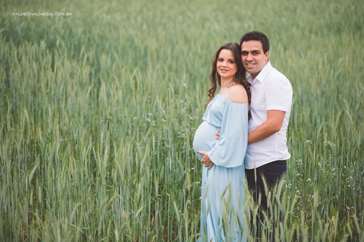 Ensaio de gestante em Holambra em uma plantação de trigo