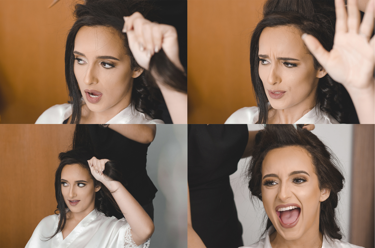 Fotografia de casamento em Niterói Rio de Janeiro São Gonçalo Maricá making of da noiva se arrumando para cerimônia de casamento passando batom maquiagem nos olhos vestido branco fotógrafo profissional Nossa Casa Estúdio