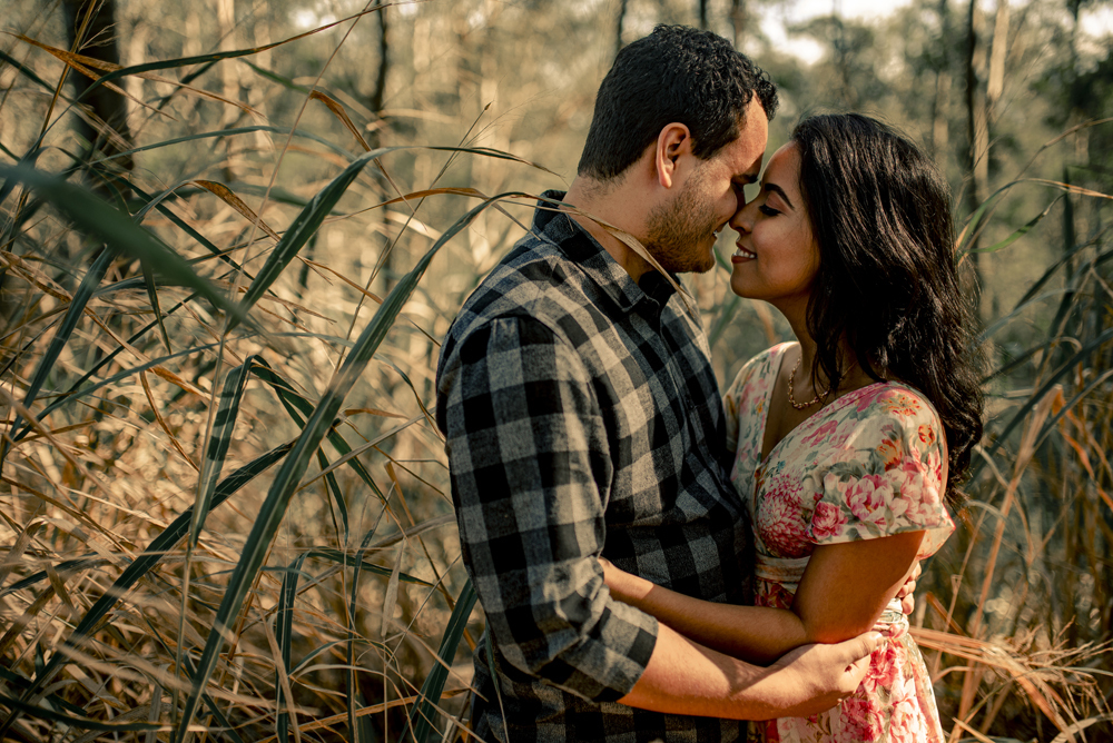 Ensaio pré wedding na cidade niterói no bosque de eucaliptos no parque da cidade fotografado por Nossa Casa Estúdio fotógrafos de casamento em rio de janeiro feito externo ao por do sol na floresta e na praia de itacoatiara com noiva e noivo