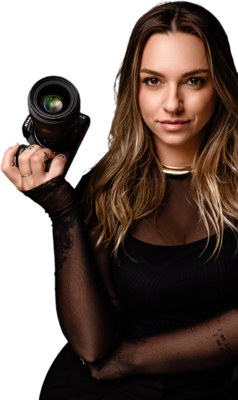 Fran Locatelli com a câmera