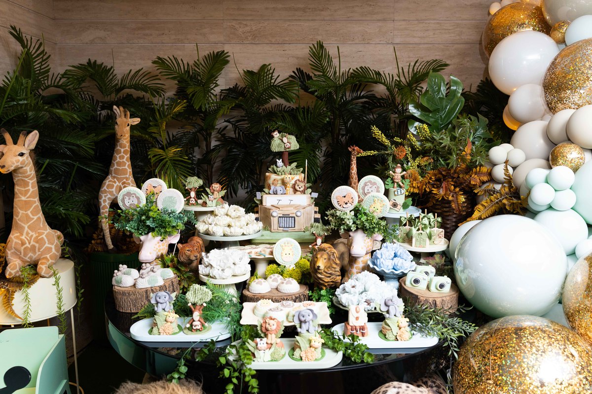 Decoração luxo tema safari festa em casa
