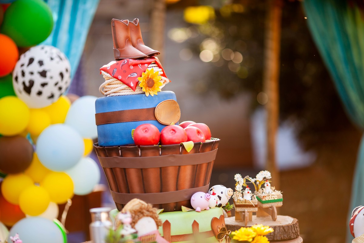 bolo lindo tema country Pirutlito Caixinha surpresa leiteira vaquinha banquinho com galinha mesa bolo tema fazendinha na roça