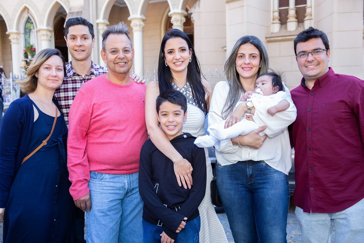 Foto da família no final do batizado.