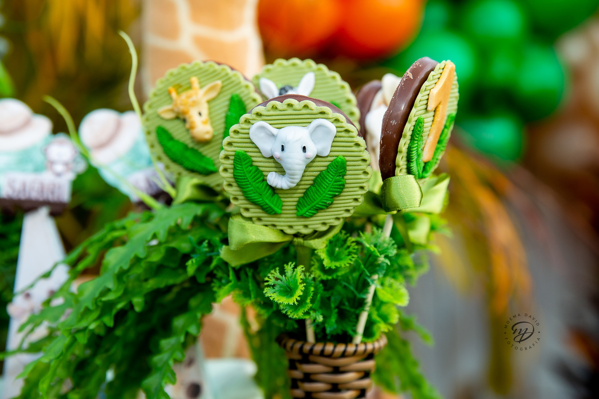 Aniversário Safari Baby: pirulitos personalizados.