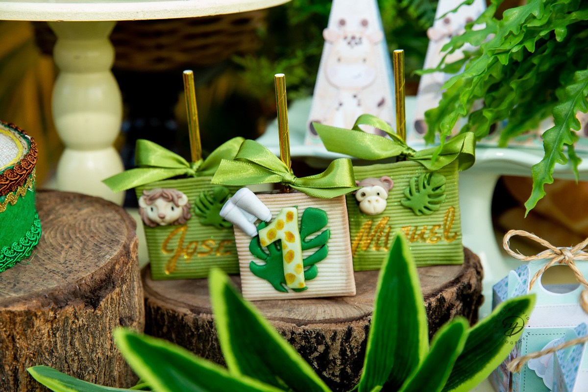 Aniversário Safari Baby: palitinhos de chocolate personalizados