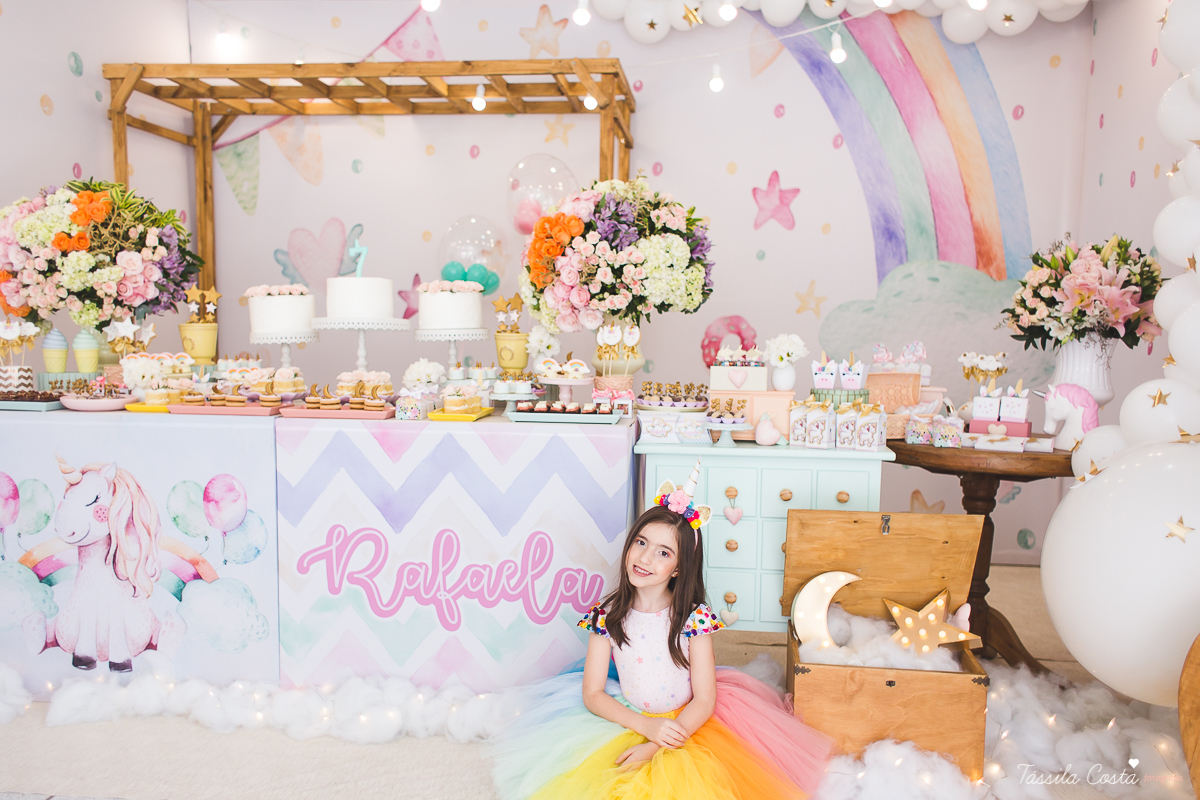 festa de menina, tema unicórnio, tema lindo e super diferente para festa de menina, decoração de aniversário tema unicórnio, 7 anos, rafaela 7 anos, fotos de aniversário infantil em vila velha, tássila costa fotografia, dicas para fotografia, edição 