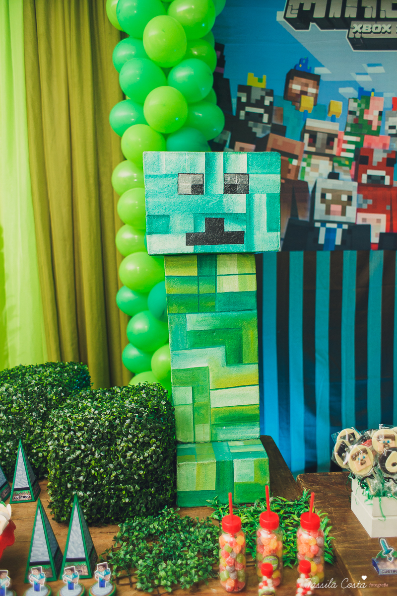 Festa de menino no tema minecreft, no cerimonial Oficina de Festas, na Praia da Costa, fotografia de aniversario infantil na Praia da Costa, festa de menino em cerimonial, mãe de menino, decor diferente para menino, 6 anos, festa para 6 anos, decoração 