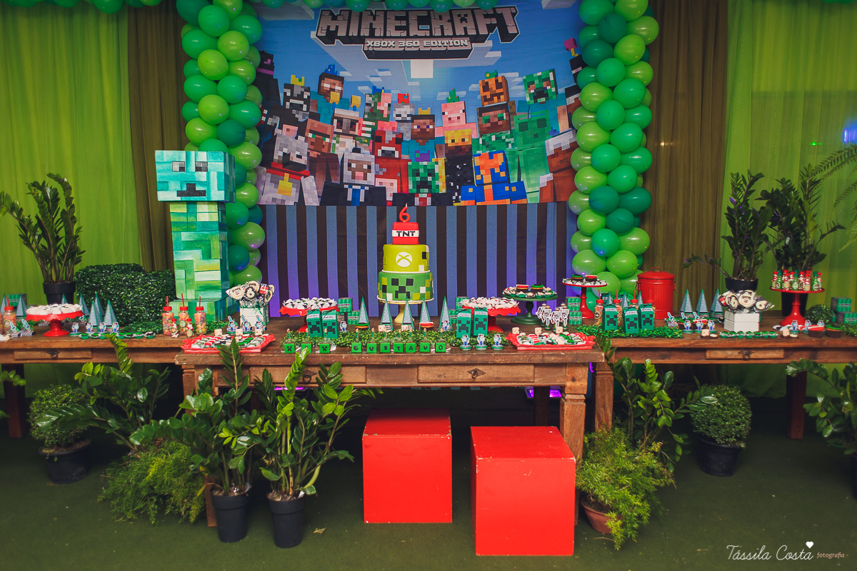 Festa de menino no tema minecreft, no cerimonial Oficina de Festas, na Praia da Costa, fotografia de aniversario infantil na Praia da Costa, festa de menino em cerimonial, mãe de menino, decor diferente para menino, 6 anos, festa para 6 anos, decoração 