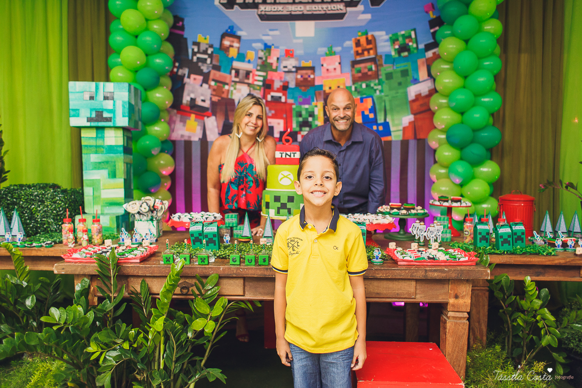 Festa de menino no tema minecreft, no cerimonial Oficina de Festas, na Praia da Costa, fotografia de aniversario infantil na Praia da Costa, festa de menino em cerimonial, mãe de menino, decor diferente para menino, 6 anos, festa para 6 anos, decoração 