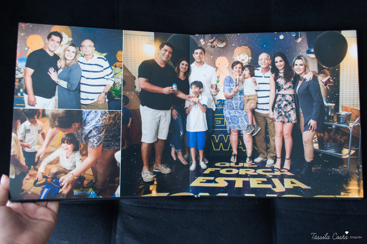 álbum lindo no tema star wars, fotos de álbum de aniversário, diagramação de álbuns em Vila Velha ES, As Meninas Locações, fotos de aniversário no tema star wars, tássila costa fotografia, Silvia Bloise decoração, festa de menino