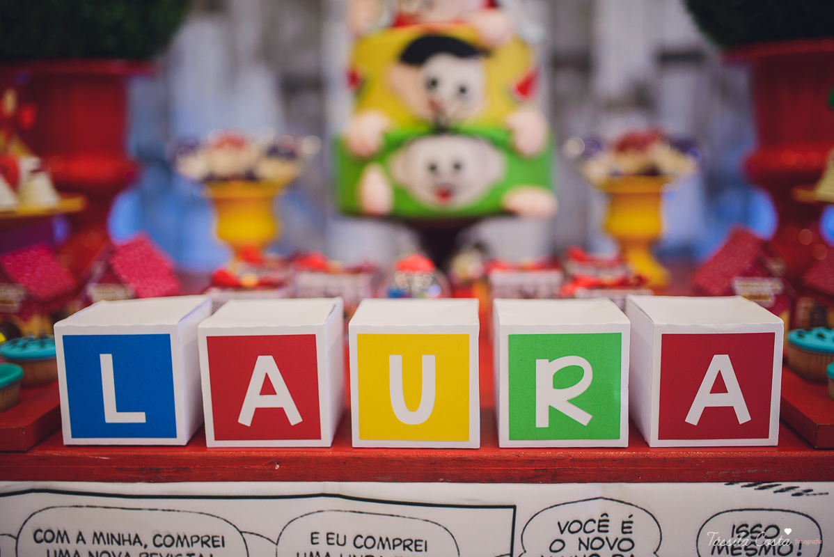 festa linda, no cerimonial Fanfarra, em Bento Ferreira, Vitória, fotos de eventos, festa infantil no tema Turma da Mônica, 3 anos da Laura, filha da chef de cozinha Marcela Bourguignon