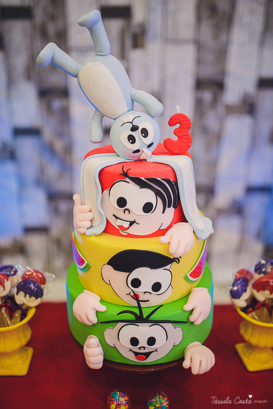 festa linda, no cerimonial Fanfarra, em Bento Ferreira, Vitória, fotos de eventos, festa infantil no tema Turma da Mônica, 3 anos da Laura, filha da chef de cozinha Marcela Bourguignon