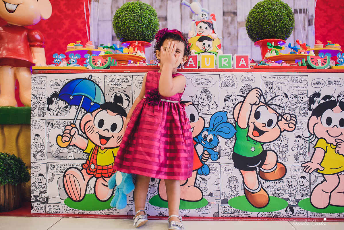 festa linda, no cerimonial Fanfarra, em Bento Ferreira, Vitória, fotos de eventos, festa infantil no tema Turma da Mônica, 3 anos da Laura, filha da chef de cozinha Marcela Bourguignon