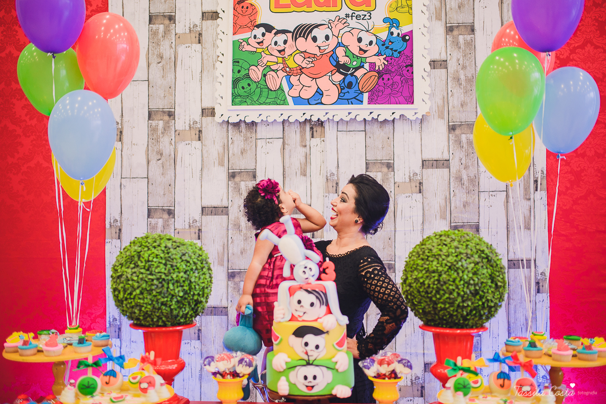 festa linda, no cerimonial Fanfarra, em Bento Ferreira, Vitória, fotos de eventos, festa infantil no tema Turma da Mônica, 3 anos da Laura, filha da chef de cozinha Marcela Bourguignon