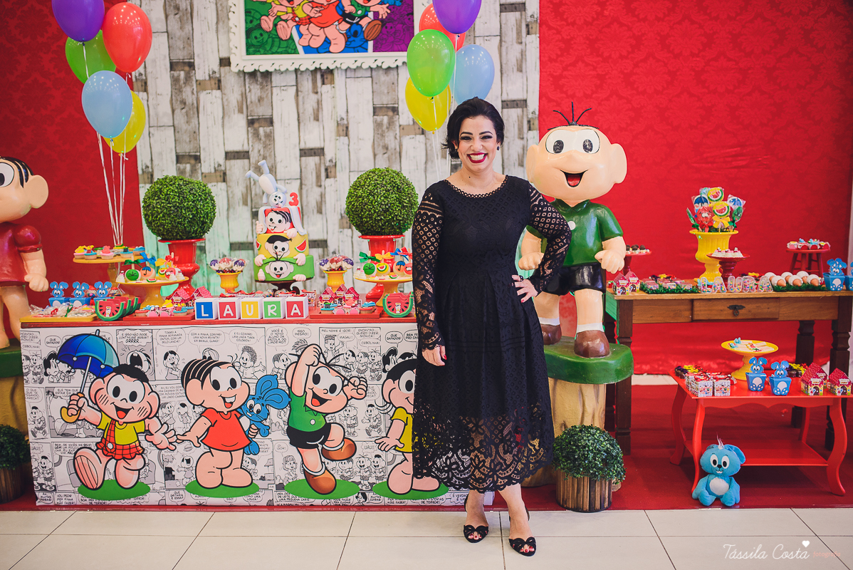 festa linda, no cerimonial Fanfarra, em Bento Ferreira, Vitória, fotos de eventos, festa infantil no tema Turma da Mônica, 3 anos da Laura, filha da chef de cozinha Marcela Bourguignon