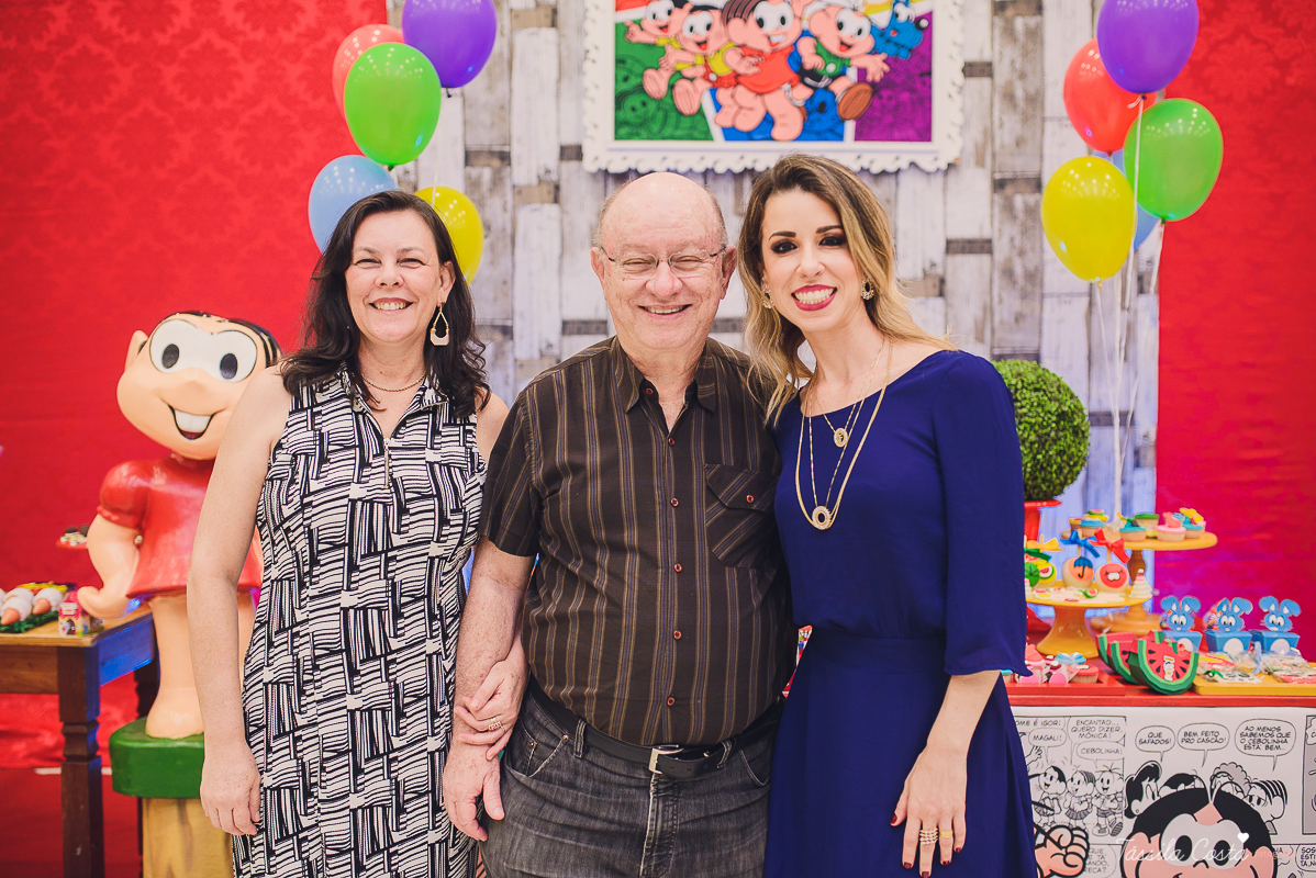 festa linda, no cerimonial Fanfarra, em Bento Ferreira, Vitória, fotos de eventos, festa infantil no tema Turma da Mônica, 3 anos da Laura, filha da chef de cozinha Marcela Bourguignon