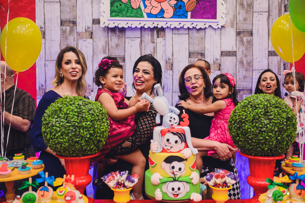 festa linda, no cerimonial Fanfarra, em Bento Ferreira, Vitória, fotos de eventos, festa infantil no tema Turma da Mônica, 3 anos da Laura, filha da chef de cozinha Marcela Bourguignon
