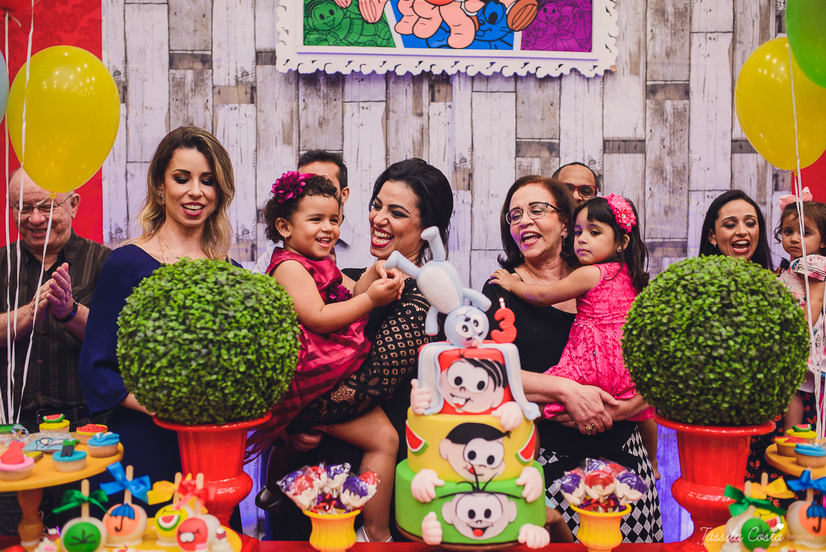 festa linda, no cerimonial Fanfarra, em Bento Ferreira, Vitória, fotos de eventos, festa infantil no tema Turma da Mônica, 3 anos da Laura, filha da chef de cozinha Marcela Bourguignon