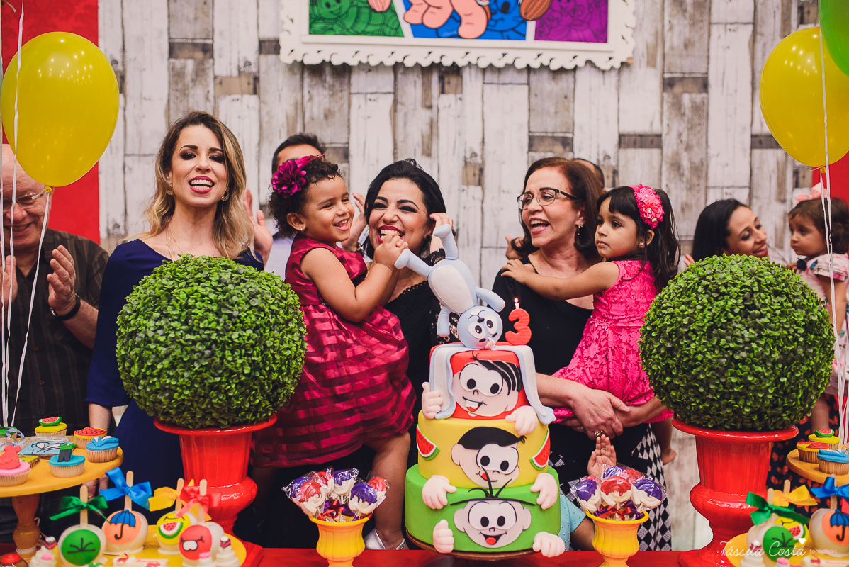 festa linda, no cerimonial Fanfarra, em Bento Ferreira, Vitória, fotos de eventos, festa infantil no tema Turma da Mônica, 3 anos da Laura, filha da chef de cozinha Marcela Bourguignon