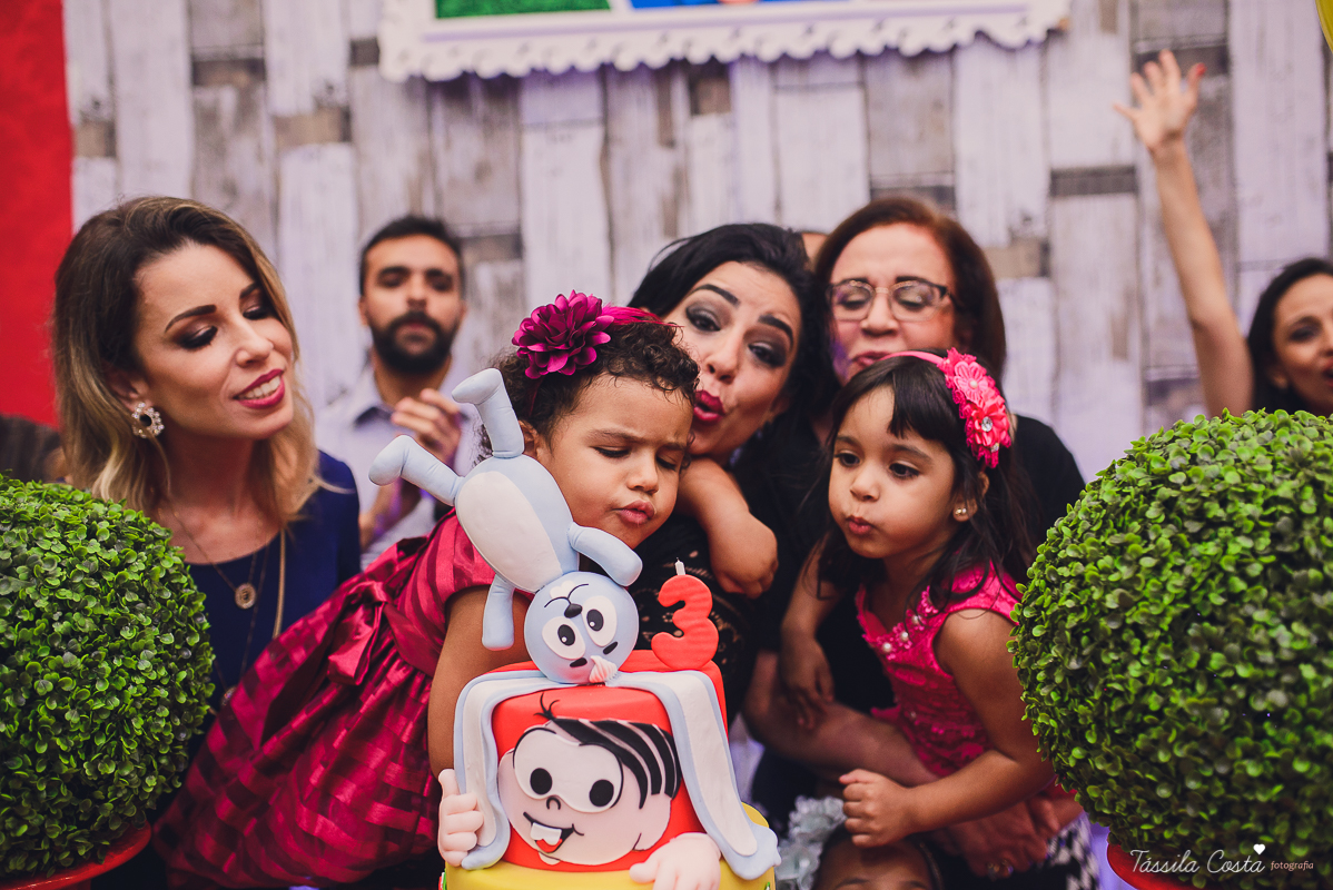 festa linda, no cerimonial Fanfarra, em Bento Ferreira, Vitória, fotos de eventos, festa infantil no tema Turma da Mônica, 3 anos da Laura, filha da chef de cozinha Marcela Bourguignon
