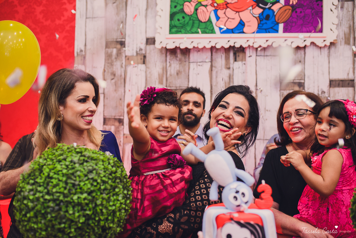 festa linda, no cerimonial Fanfarra, em Bento Ferreira, Vitória, fotos de eventos, festa infantil no tema Turma da Mônica, 3 anos da Laura, filha da chef de cozinha Marcela Bourguignon