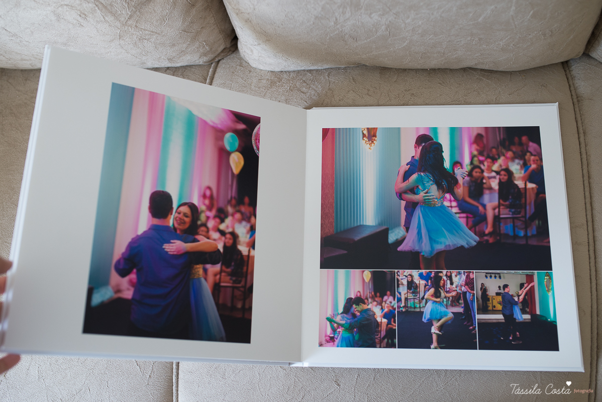 álbum de fotografia de 15 anos da Yasmin, lâminas de álbum maleáveis, álbum resistente, 30x30, tássila costa fotografia, fotos de recordação