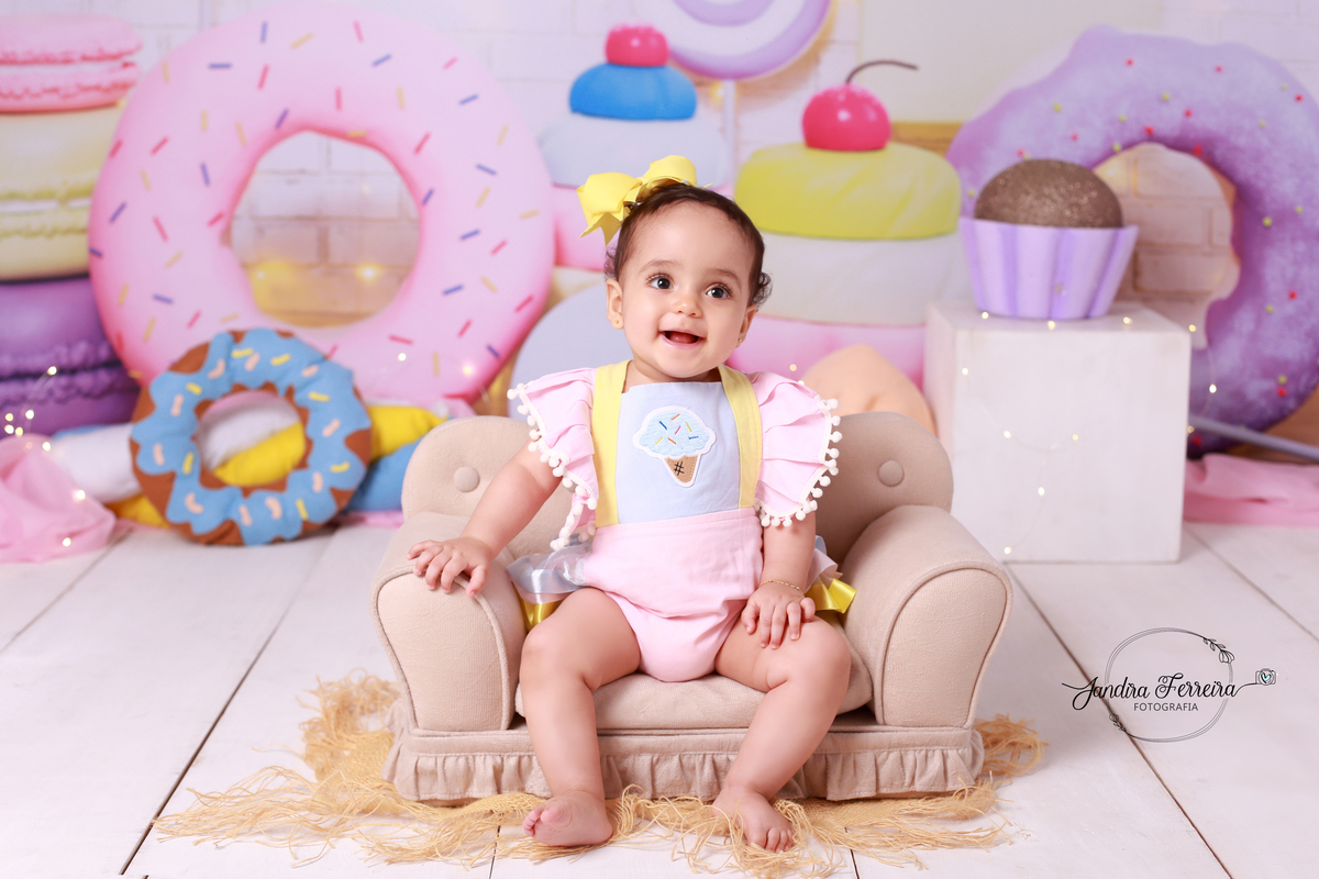 ensaio de bebê com tema doces