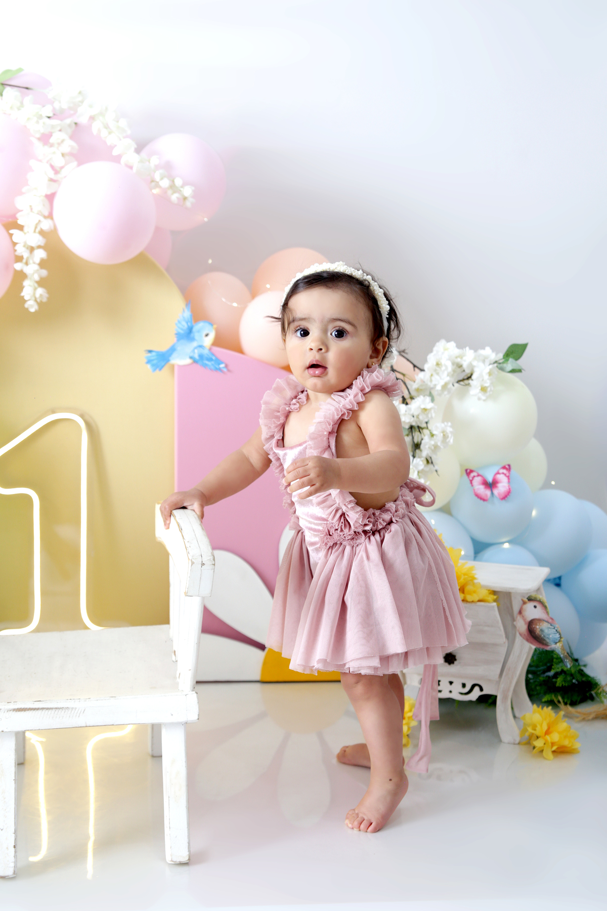 Smash The Cake de menina, tema jardim encantado.