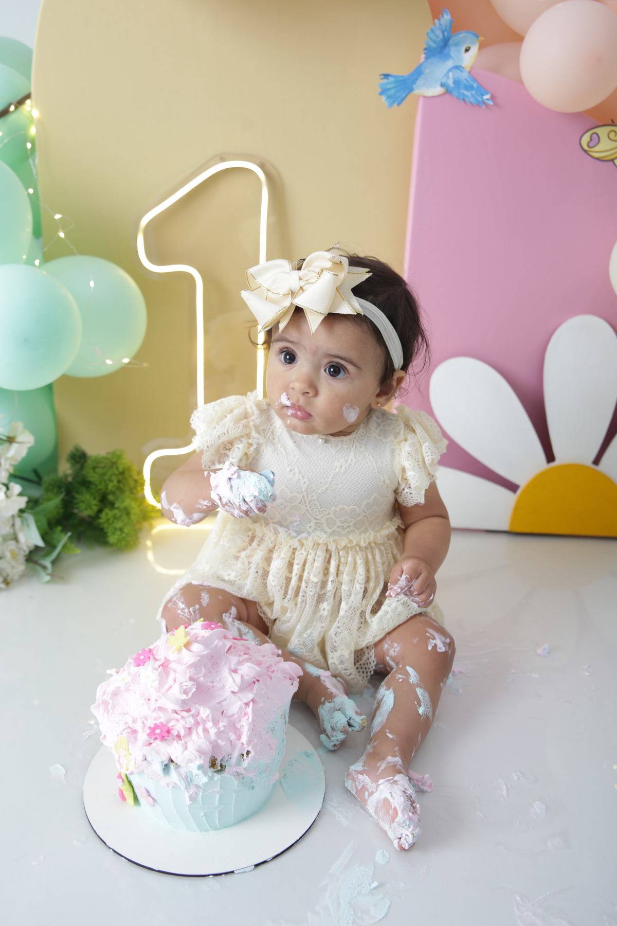 Bebê com bolo, no ensaio Smash the Cake 