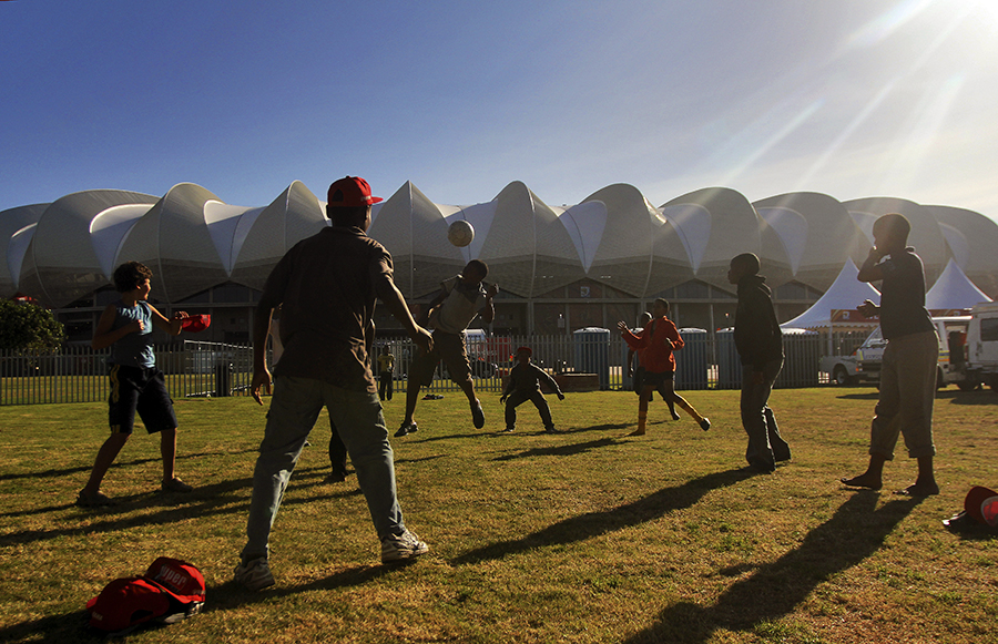 Jogo de futebol na África do Sul, imagem de fotojornalismo durante a Copa do Mundo