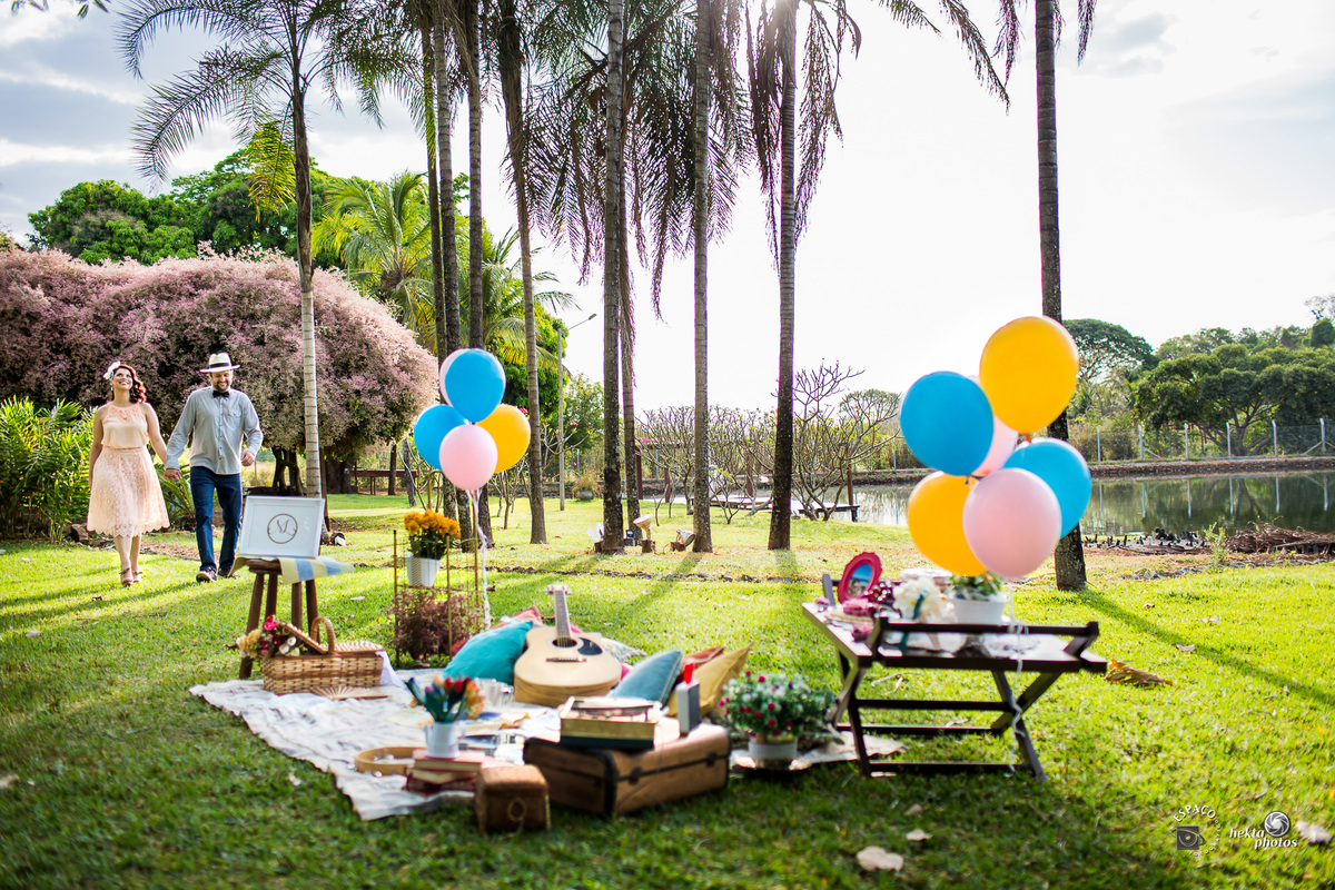 Ensaio de casamento com piquenique