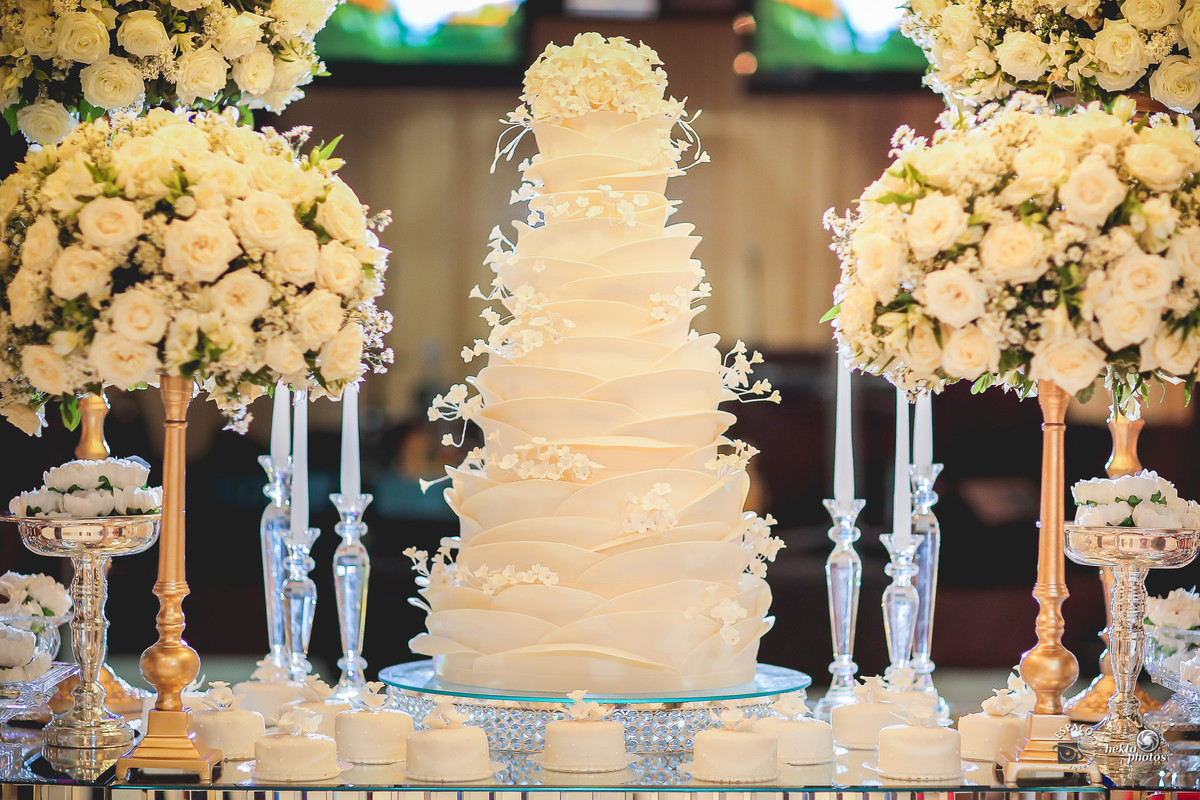 Detalhe do bolo de casamento por Espaço Fotográfico