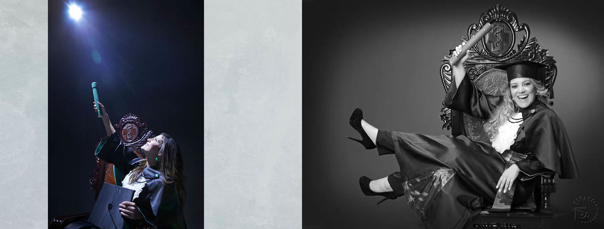 Fotos de estúdio na cadeira de formatura pela Espaço Fotográfico - Goiania - Curso de Medicina UFG 2013