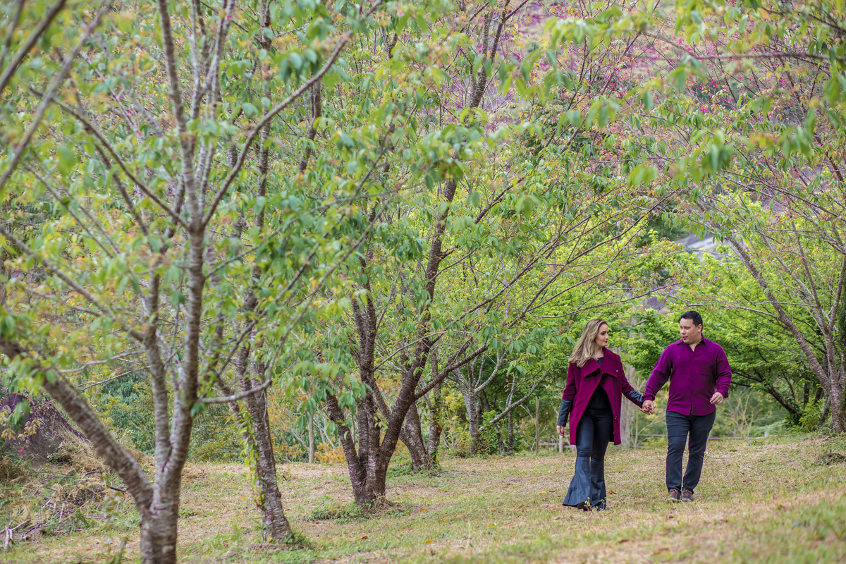 noivos caminhando em ensaio pre casamento realizado no espirito santo noivos da sotter fotografia 