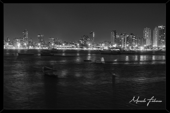 Quadro decorativo - Fotografia noturna da Ponta da Praia em Santos S.P - Marcelo Fabiano Fotografia