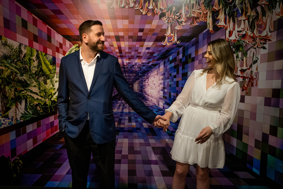 Ensaio Pre Wedding no Farol Santander no Centro de São Paulo da Isabelle e do Mauricio