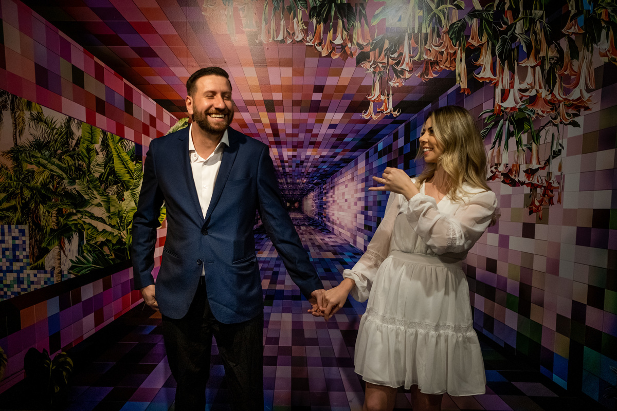 Ensaio Pre Wedding no Farol Santander no Centro de São Paulo da Isabelle e do Mauricio