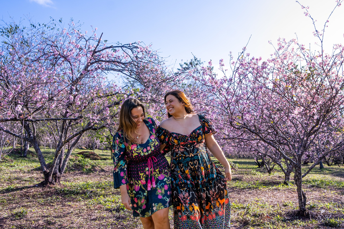 Ensaio Pre Wedding no Parque do Carmo realizado na Festa das Cerejeiras da Tamara e da Lorena
