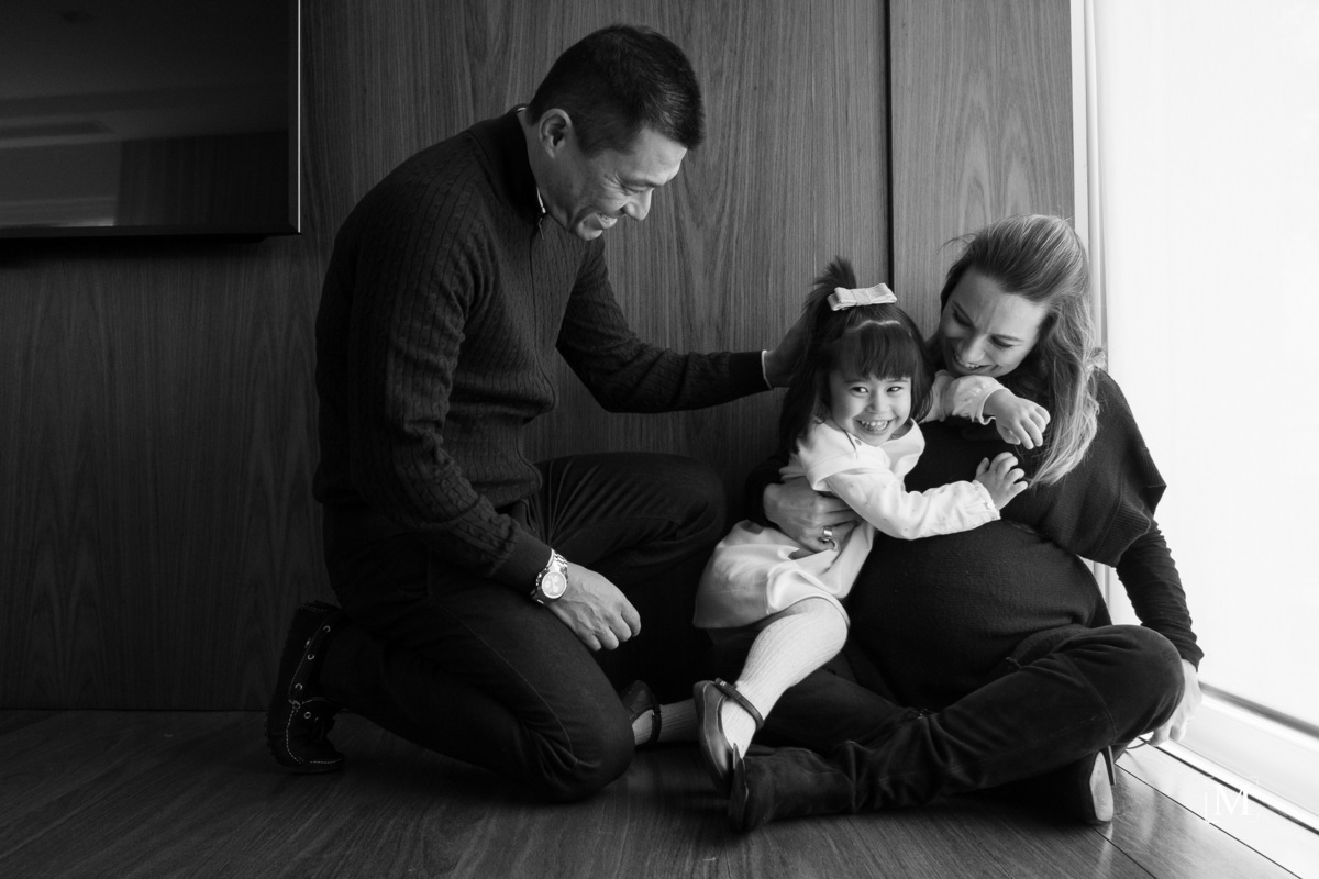 Sophie e seus pais em casa