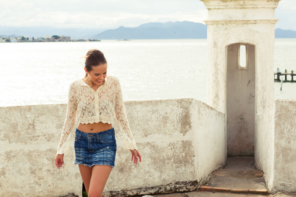 Isabela próximo a Ponte Hercílio Luz