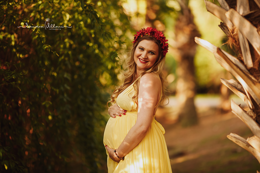 Ensaio gestante usando vestido da Bela no ABC SP