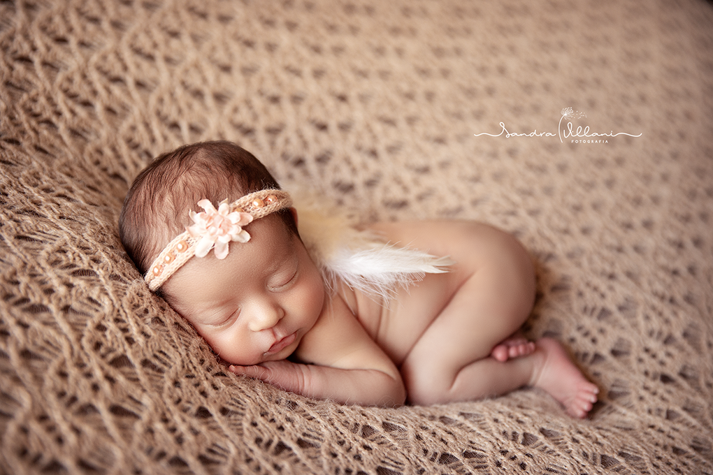 Ensaio Newborn do casal de gêmeos, Luna com asinhas