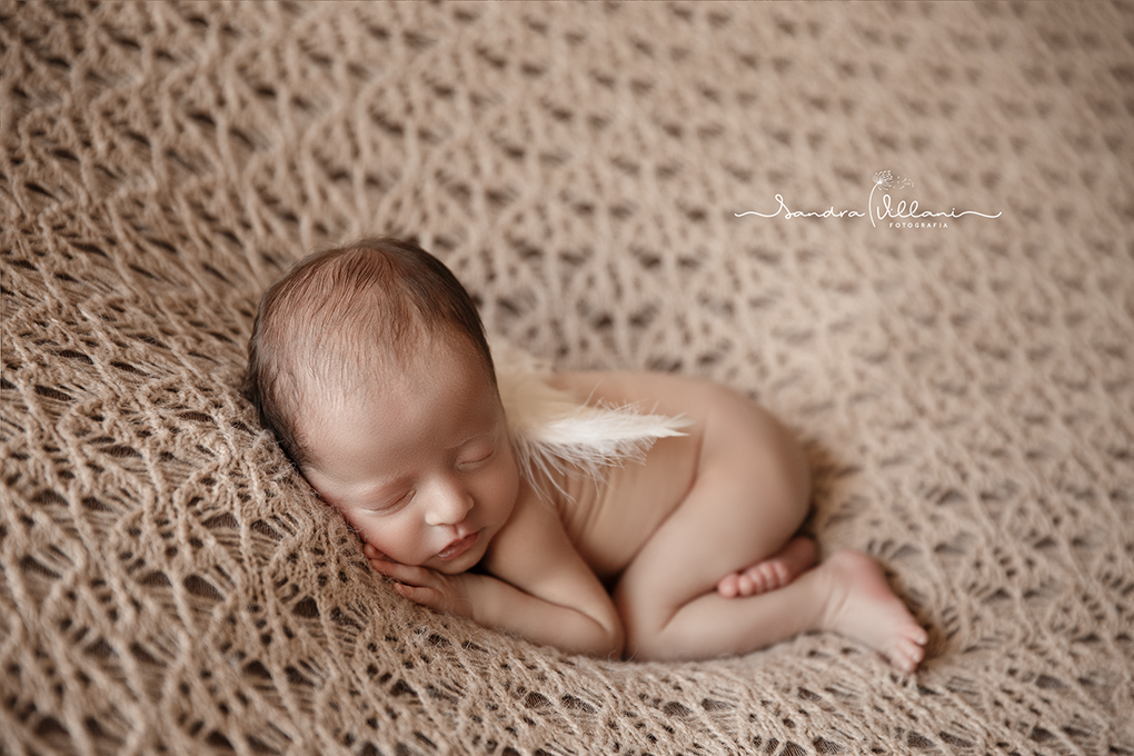 Ensaio Newborn do casal de gêmeos, Gael com asinhas