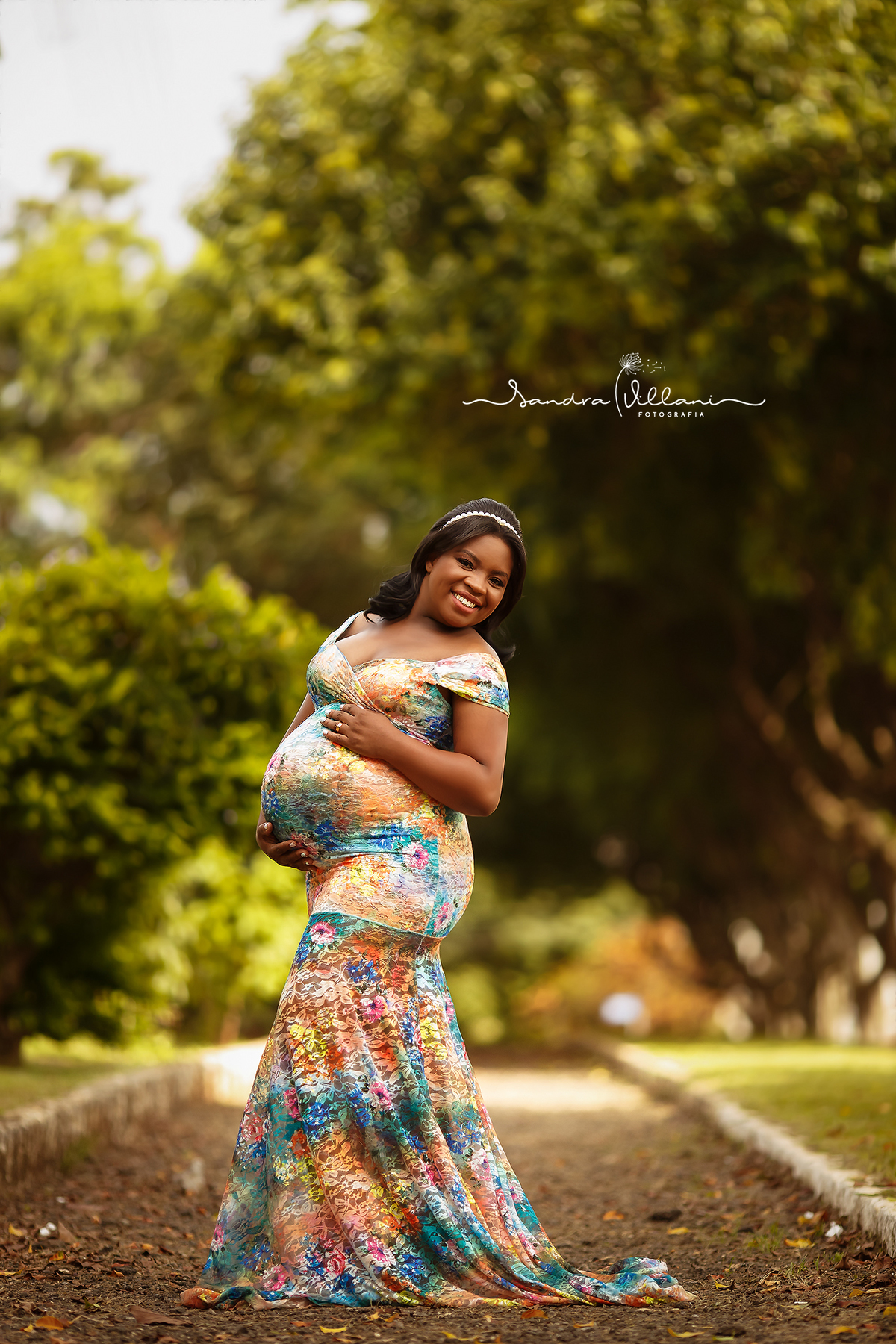 ensaio gestante externo no ABC usando vestido da Amada Mãe