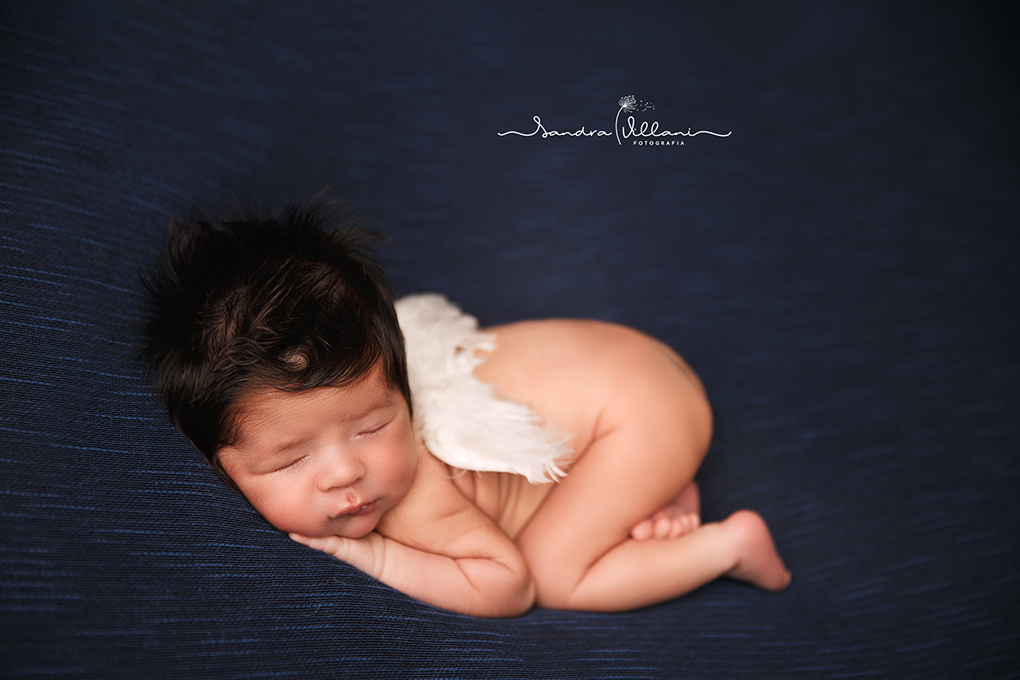 ensaio newborn ou recém nascido realizado em São Caetano do Sul - ABC - SP com asinhas de anjo