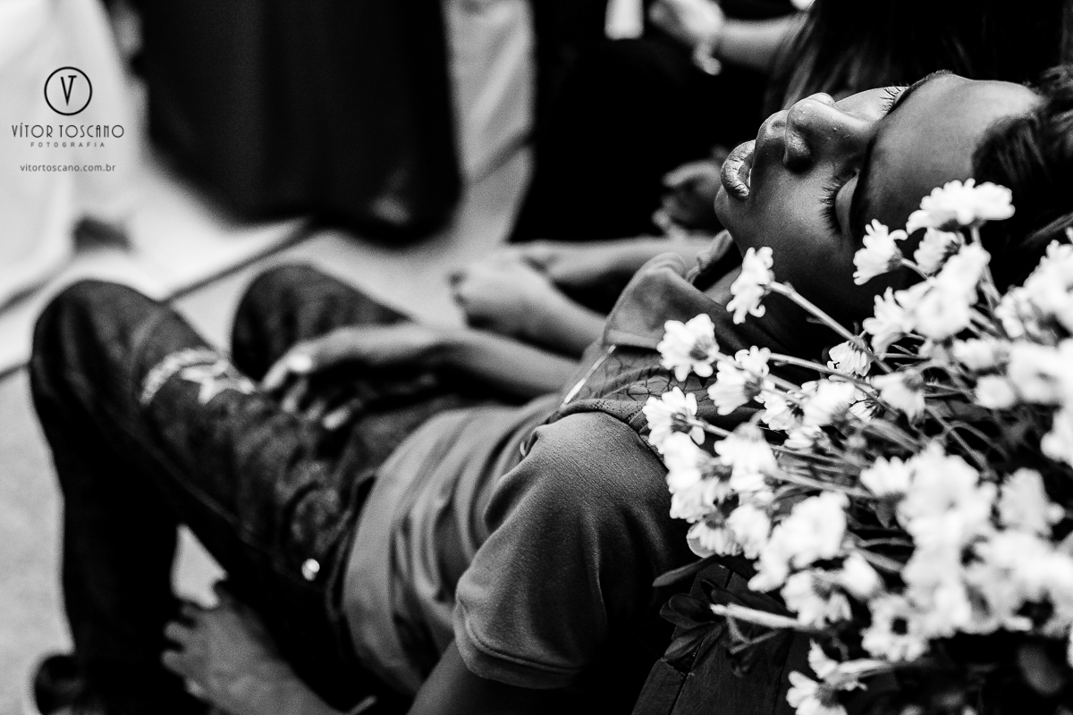 Criança dormindo no casamento de Andre e Laudiceia em Natal-RN.