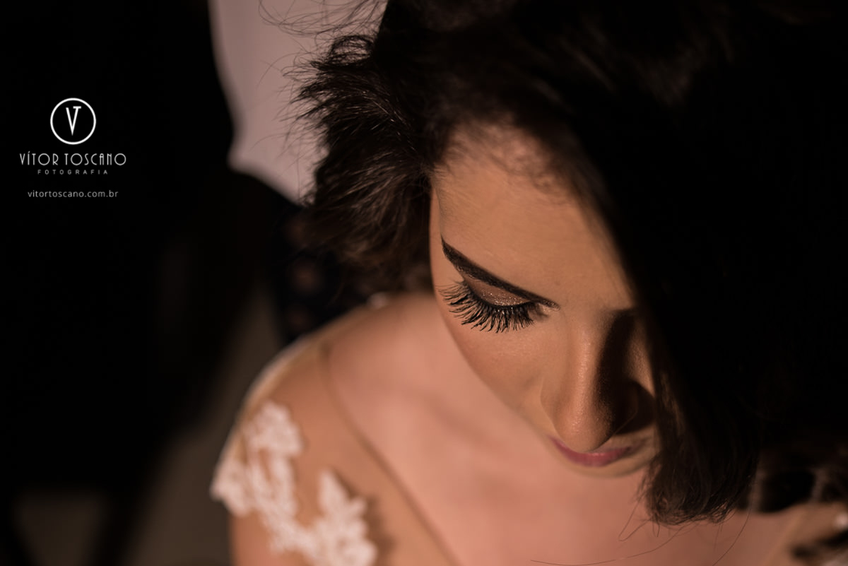 Detalhe do olho da noiva no making off do casamento de Andreza e Thales, em Natal-RN.