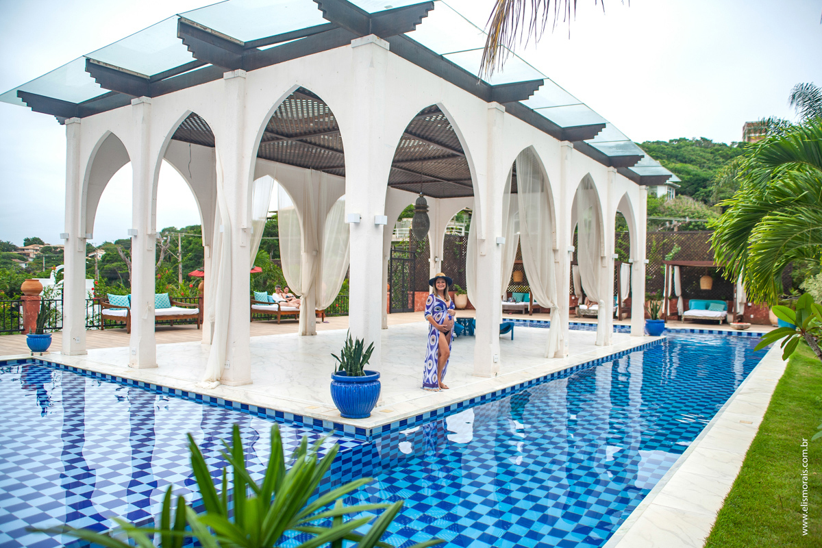 Ensaio fotográfico gestante no Hotel Pedra da Laguna em Búzios - RJ