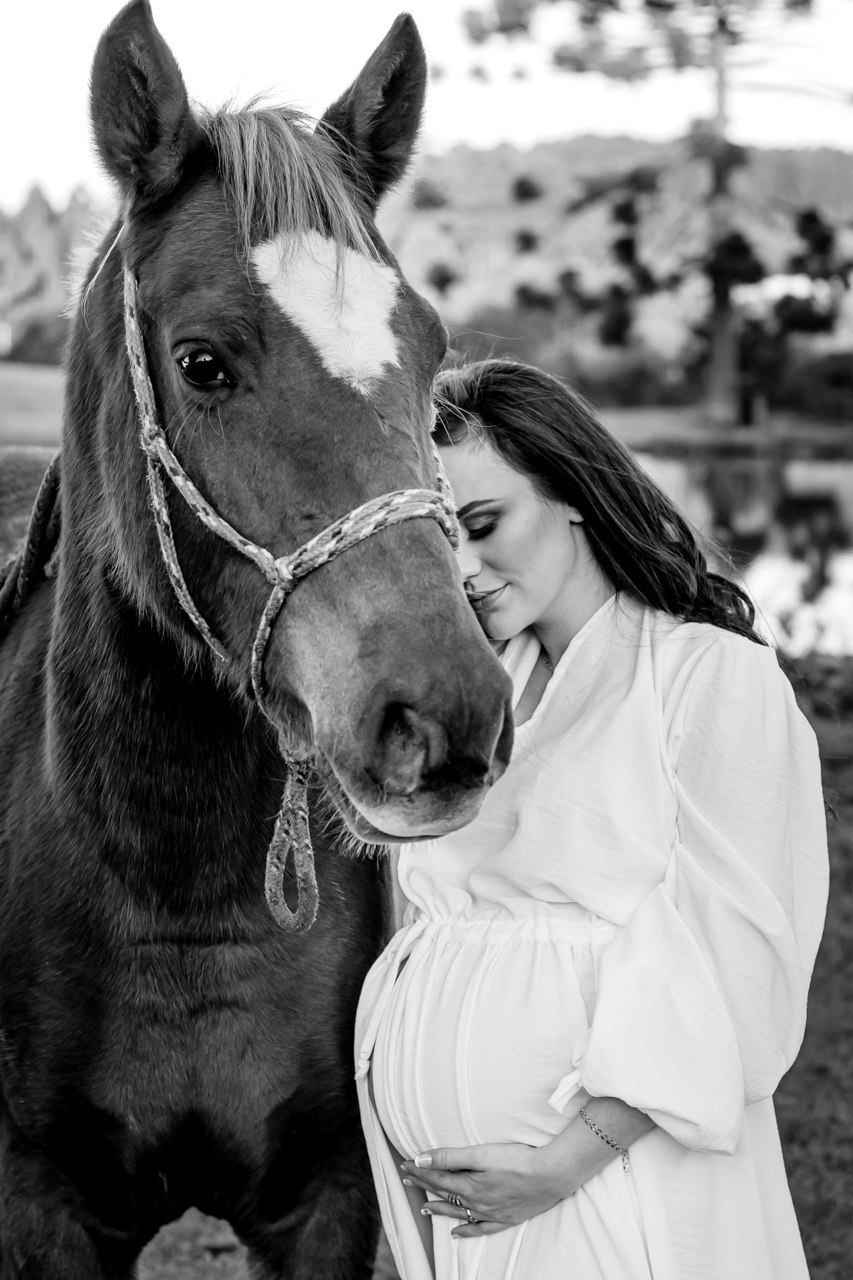 Ensaio de Gestante - fotografia de gestante em Arvorezinha no campo com cavalos - Fotógrafa de Gestante - Vanessa Cristina Fotografia - Encantado RS